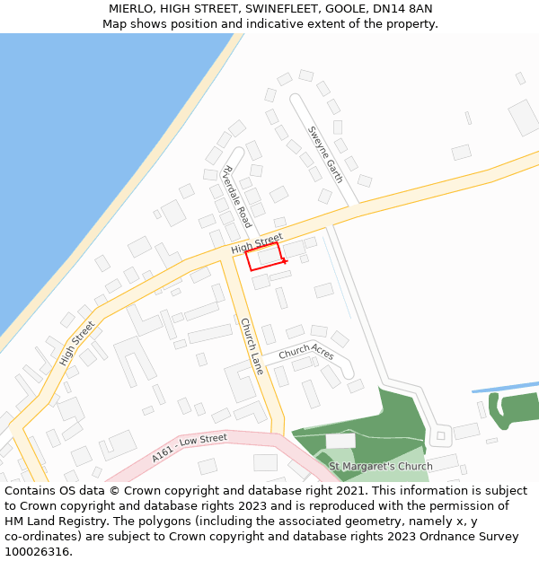 MIERLO, HIGH STREET, SWINEFLEET, GOOLE, DN14 8AN: Location map and indicative extent of plot