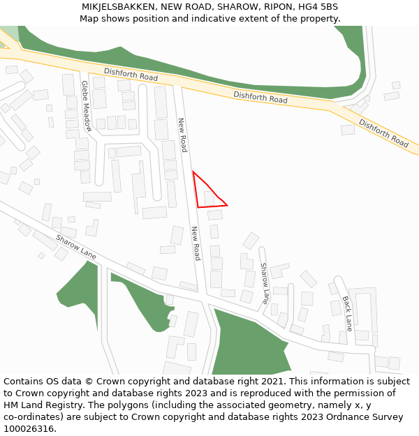 MIKJELSBAKKEN, NEW ROAD, SHAROW, RIPON, HG4 5BS: Location map and indicative extent of plot