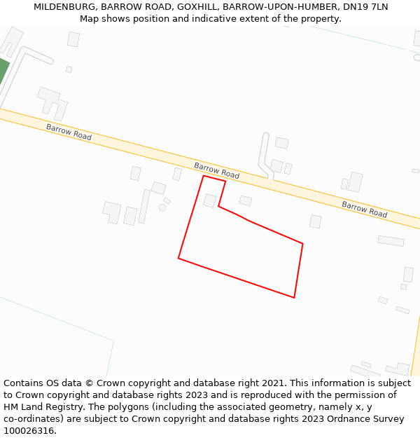 MILDENBURG, BARROW ROAD, GOXHILL, BARROW-UPON-HUMBER, DN19 7LN: Location map and indicative extent of plot