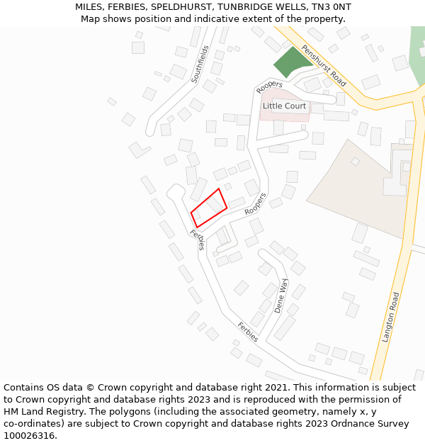 MILES, FERBIES, SPELDHURST, TUNBRIDGE WELLS, TN3 0NT: Location map and indicative extent of plot