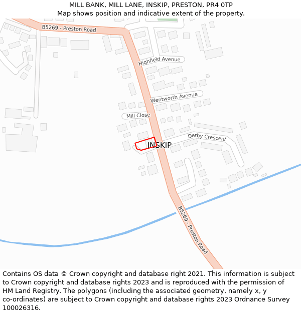 MILL BANK, MILL LANE, INSKIP, PRESTON, PR4 0TP: Location map and indicative extent of plot