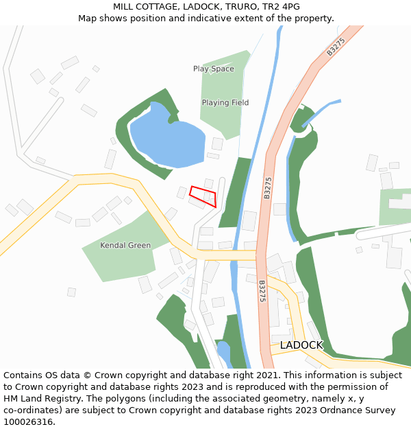 MILL COTTAGE, LADOCK, TRURO, TR2 4PG: Location map and indicative extent of plot