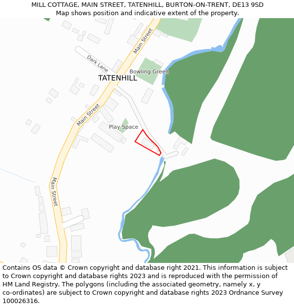MILL COTTAGE, MAIN STREET, TATENHILL, BURTON-ON-TRENT, DE13 9SD: Location map and indicative extent of plot