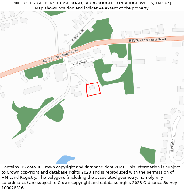 MILL COTTAGE, PENSHURST ROAD, BIDBOROUGH, TUNBRIDGE WELLS, TN3 0XJ: Location map and indicative extent of plot