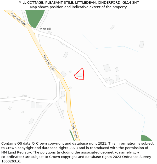 MILL COTTAGE, PLEASANT STILE, LITTLEDEAN, CINDERFORD, GL14 3NT: Location map and indicative extent of plot