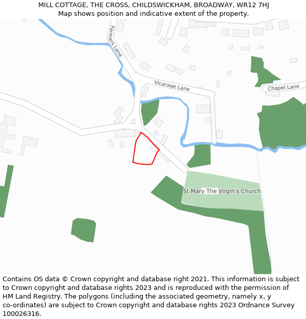 MILL COTTAGE, THE CROSS, CHILDSWICKHAM, BROADWAY, WR12 7HJ: Location map and indicative extent of plot