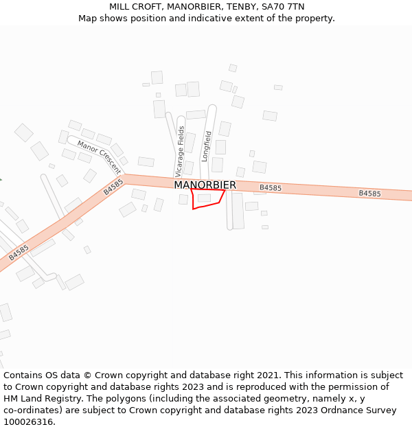 MILL CROFT, MANORBIER, TENBY, SA70 7TN: Location map and indicative extent of plot