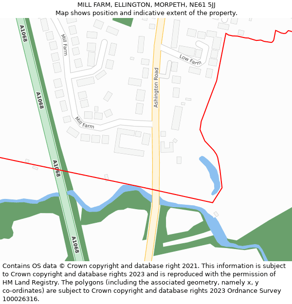 MILL FARM, ELLINGTON, MORPETH, NE61 5JJ: Location map and indicative extent of plot