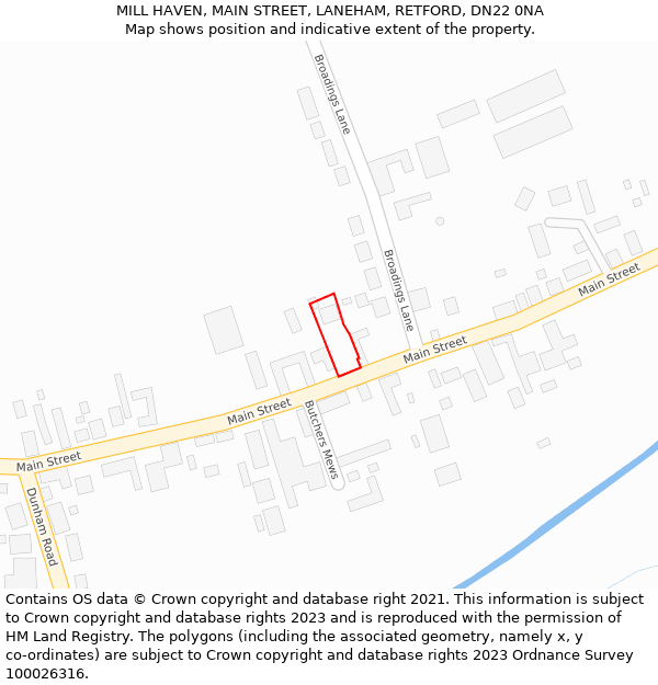 MILL HAVEN, MAIN STREET, LANEHAM, RETFORD, DN22 0NA: Location map and indicative extent of plot