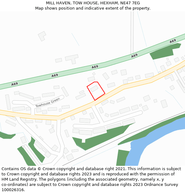 MILL HAVEN, TOW HOUSE, HEXHAM, NE47 7EG: Location map and indicative extent of plot