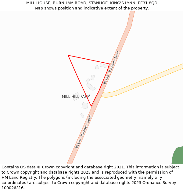 MILL HOUSE, BURNHAM ROAD, STANHOE, KING'S LYNN, PE31 8QD: Location map and indicative extent of plot