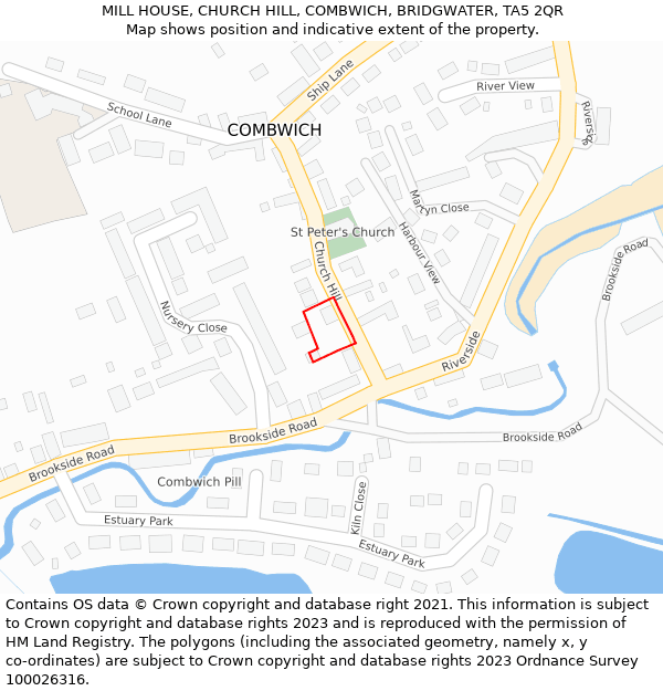 MILL HOUSE, CHURCH HILL, COMBWICH, BRIDGWATER, TA5 2QR: Location map and indicative extent of plot