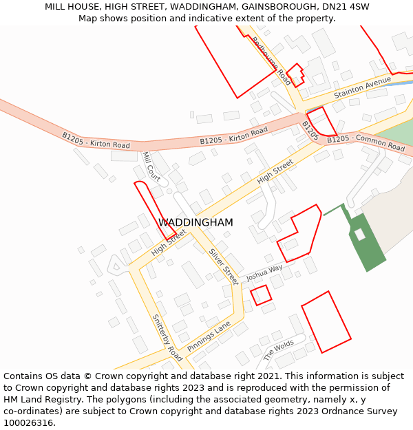 MILL HOUSE, HIGH STREET, WADDINGHAM, GAINSBOROUGH, DN21 4SW: Location map and indicative extent of plot