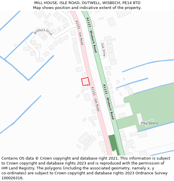 MILL HOUSE, ISLE ROAD, OUTWELL, WISBECH, PE14 8TD: Location map and indicative extent of plot