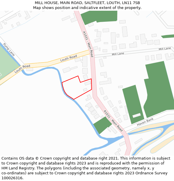 MILL HOUSE, MAIN ROAD, SALTFLEET, LOUTH, LN11 7SB: Location map and indicative extent of plot