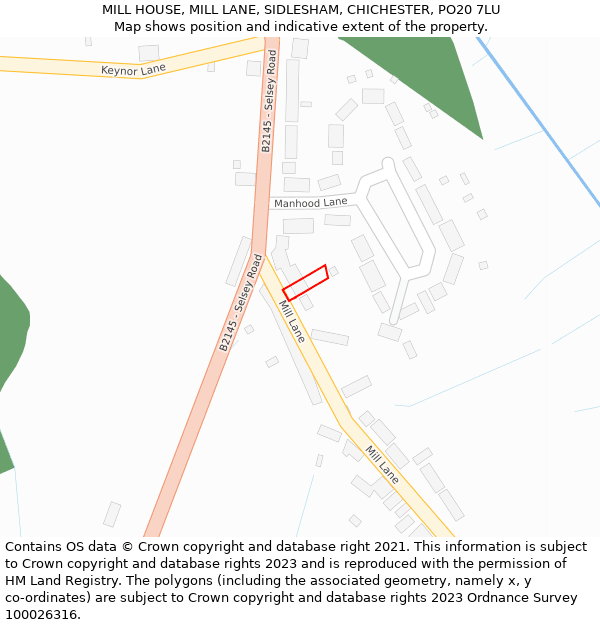 MILL HOUSE, MILL LANE, SIDLESHAM, CHICHESTER, PO20 7LU: Location map and indicative extent of plot