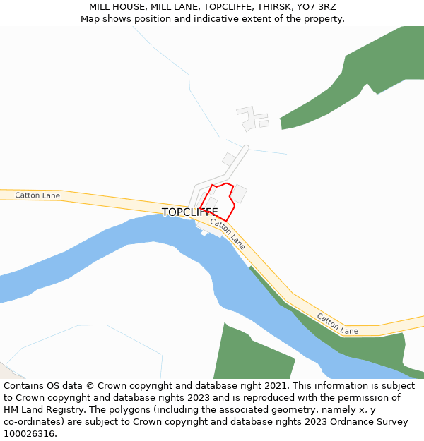 MILL HOUSE, MILL LANE, TOPCLIFFE, THIRSK, YO7 3RZ: Location map and indicative extent of plot