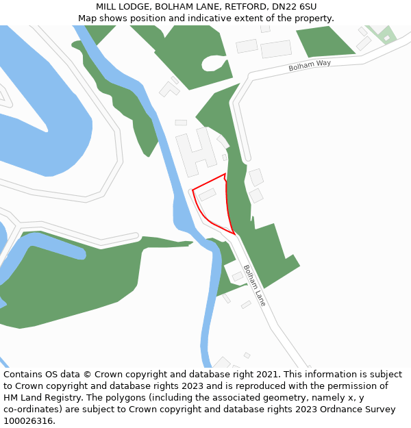 MILL LODGE, BOLHAM LANE, RETFORD, DN22 6SU: Location map and indicative extent of plot