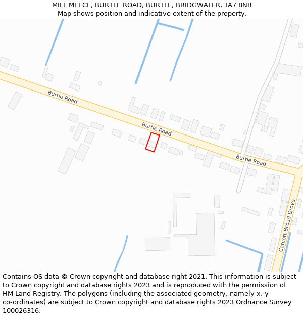 MILL MEECE, BURTLE ROAD, BURTLE, BRIDGWATER, TA7 8NB: Location map and indicative extent of plot