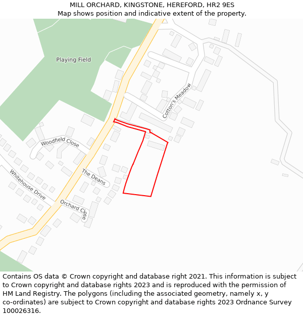 MILL ORCHARD, KINGSTONE, HEREFORD, HR2 9ES: Location map and indicative extent of plot