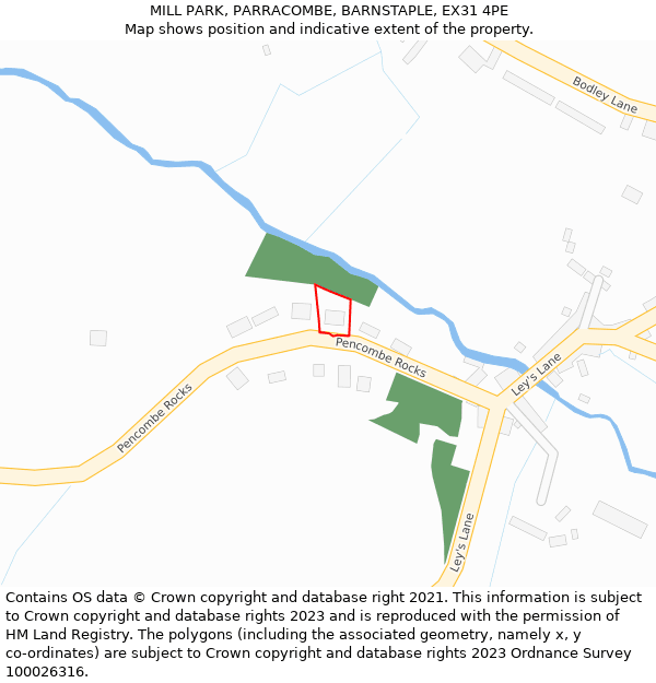 MILL PARK, PARRACOMBE, BARNSTAPLE, EX31 4PE: Location map and indicative extent of plot