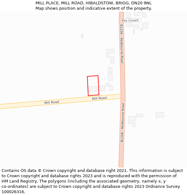 MILL PLACE, MILL ROAD, HIBALDSTOW, BRIGG, DN20 9NL: Location map and indicative extent of plot