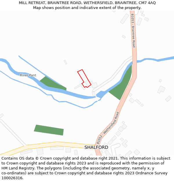 MILL RETREAT, BRAINTREE ROAD, WETHERSFIELD, BRAINTREE, CM7 4AQ: Location map and indicative extent of plot
