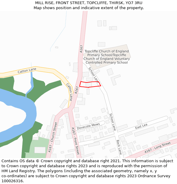 MILL RISE, FRONT STREET, TOPCLIFFE, THIRSK, YO7 3RU: Location map and indicative extent of plot