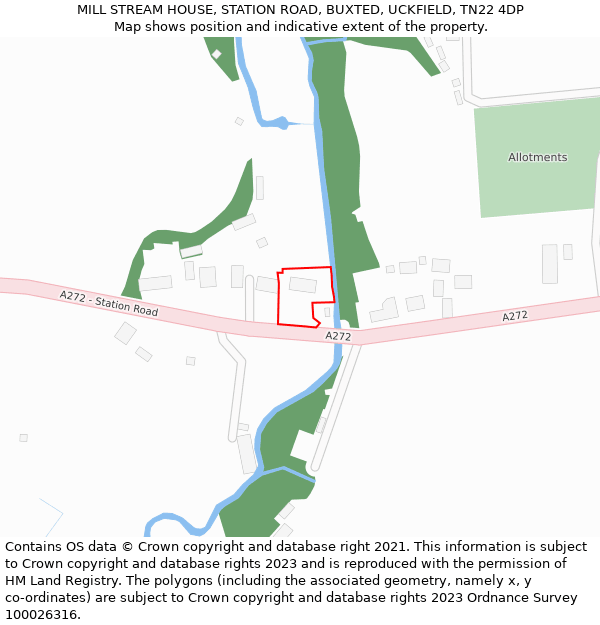 MILL STREAM HOUSE, STATION ROAD, BUXTED, UCKFIELD, TN22 4DP: Location map and indicative extent of plot