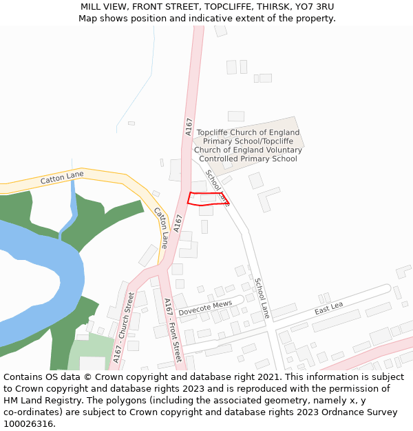 MILL VIEW, FRONT STREET, TOPCLIFFE, THIRSK, YO7 3RU: Location map and indicative extent of plot