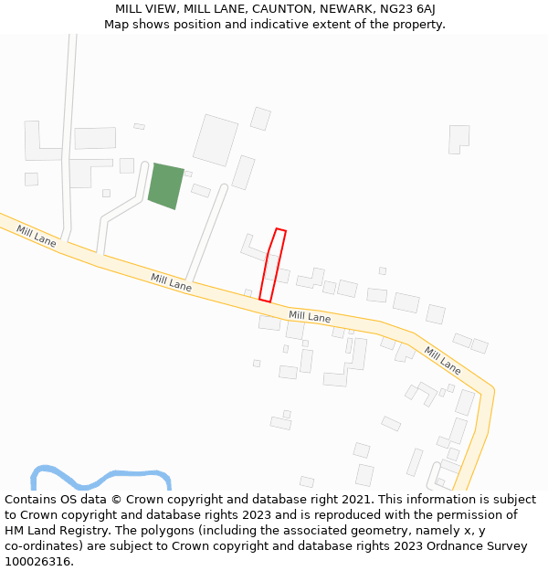 MILL VIEW, MILL LANE, CAUNTON, NEWARK, NG23 6AJ: Location map and indicative extent of plot