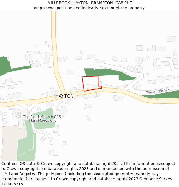MILLBROOK, HAYTON, BRAMPTON, CA8 9HT: Location map and indicative extent of plot