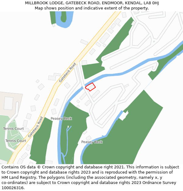 MILLBROOK LODGE, GATEBECK ROAD, ENDMOOR, KENDAL, LA8 0HJ: Location map and indicative extent of plot