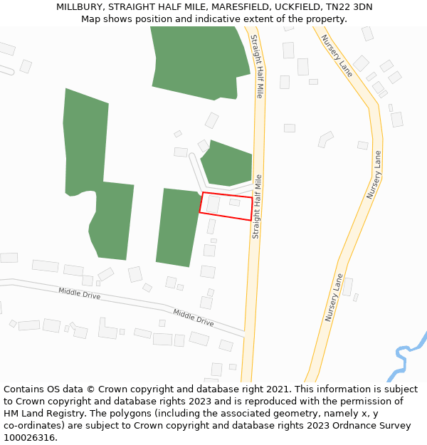 MILLBURY, STRAIGHT HALF MILE, MARESFIELD, UCKFIELD, TN22 3DN: Location map and indicative extent of plot