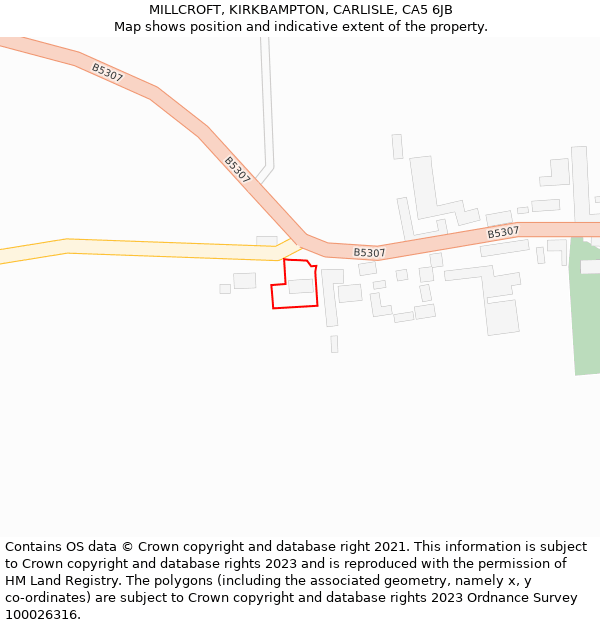 MILLCROFT, KIRKBAMPTON, CARLISLE, CA5 6JB: Location map and indicative extent of plot