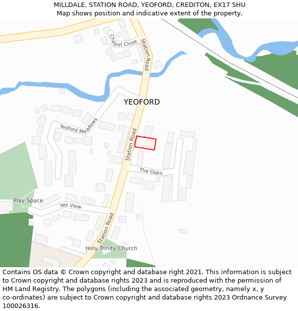 MILLDALE, STATION ROAD, YEOFORD, CREDITON, EX17 5HU: Location map and indicative extent of plot