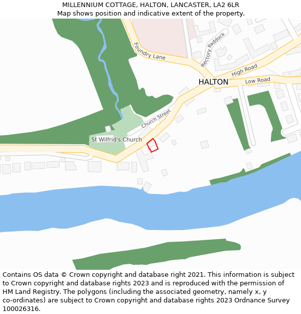 MILLENNIUM COTTAGE, HALTON, LANCASTER, LA2 6LR: Location map and indicative extent of plot