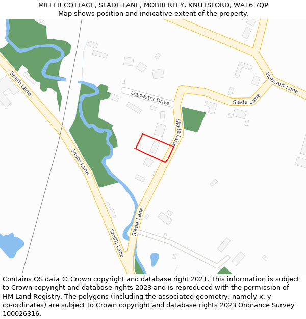 MILLER COTTAGE, SLADE LANE, MOBBERLEY, KNUTSFORD, WA16 7QP: Location map and indicative extent of plot