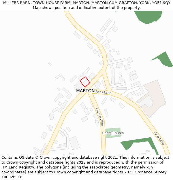 MILLERS BARN, TOWN HOUSE FARM, MARTON, MARTON CUM GRAFTON, YORK, YO51 9QY: Location map and indicative extent of plot