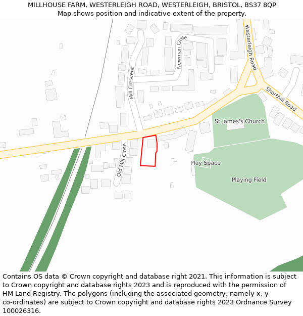 MILLHOUSE FARM, WESTERLEIGH ROAD, WESTERLEIGH, BRISTOL, BS37 8QP: Location map and indicative extent of plot