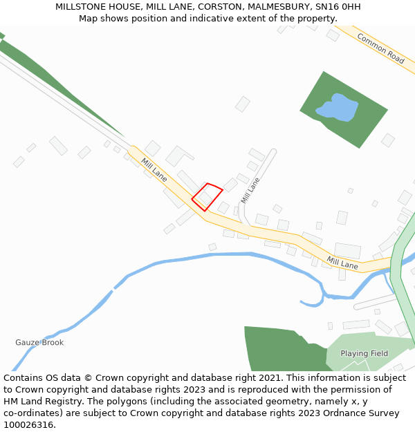 MILLSTONE HOUSE, MILL LANE, CORSTON, MALMESBURY, SN16 0HH: Location map and indicative extent of plot