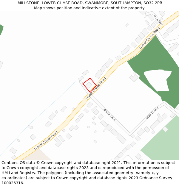MILLSTONE, LOWER CHASE ROAD, SWANMORE, SOUTHAMPTON, SO32 2PB: Location map and indicative extent of plot