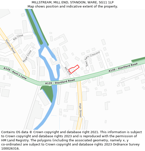 MILLSTREAM, MILL END, STANDON, WARE, SG11 1LP: Location map and indicative extent of plot