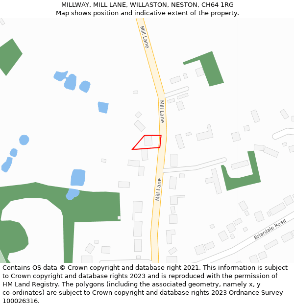 MILLWAY, MILL LANE, WILLASTON, NESTON, CH64 1RG: Location map and indicative extent of plot