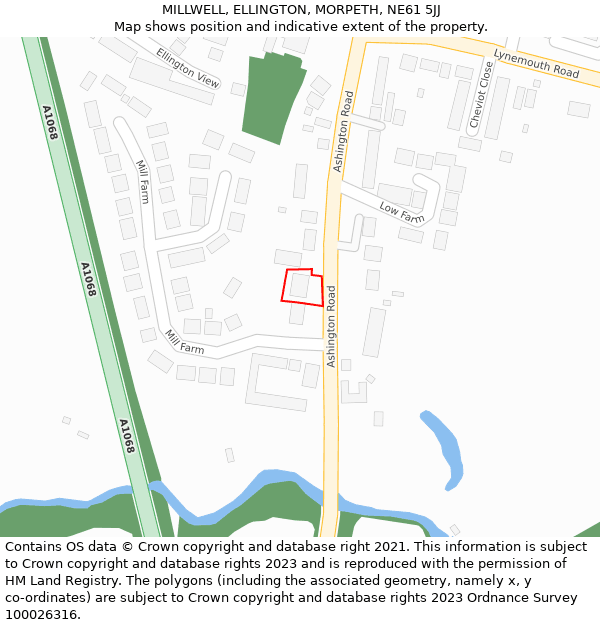 MILLWELL, ELLINGTON, MORPETH, NE61 5JJ: Location map and indicative extent of plot