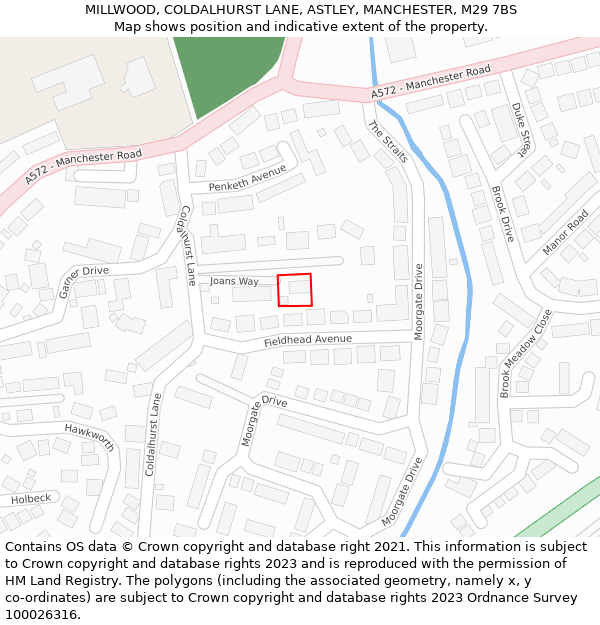 MILLWOOD, COLDALHURST LANE, ASTLEY, MANCHESTER, M29 7BS: Location map and indicative extent of plot