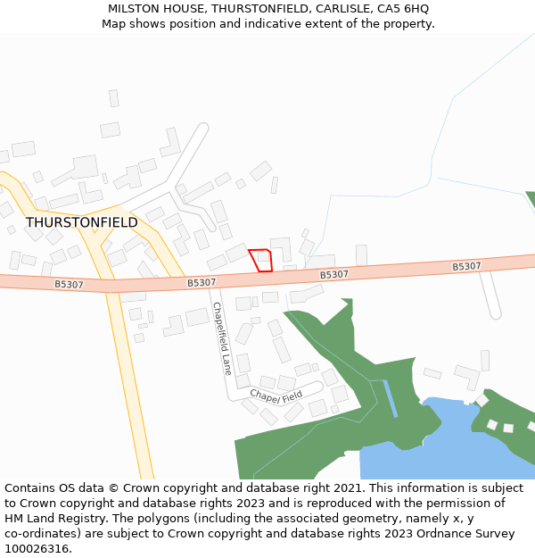 MILSTON HOUSE, THURSTONFIELD, CARLISLE, CA5 6HQ: Location map and indicative extent of plot