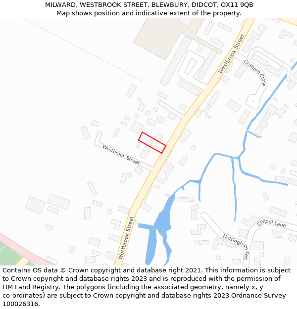 MILWARD, WESTBROOK STREET, BLEWBURY, DIDCOT, OX11 9QB: Location map and indicative extent of plot