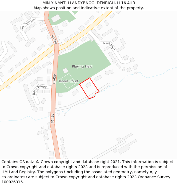 MIN Y NANT, LLANDYRNOG, DENBIGH, LL16 4HB: Location map and indicative extent of plot