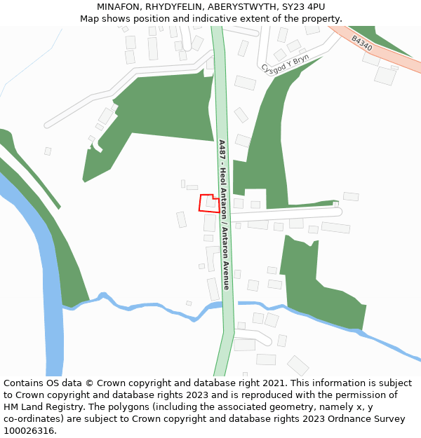 MINAFON, RHYDYFELIN, ABERYSTWYTH, SY23 4PU: Location map and indicative extent of plot